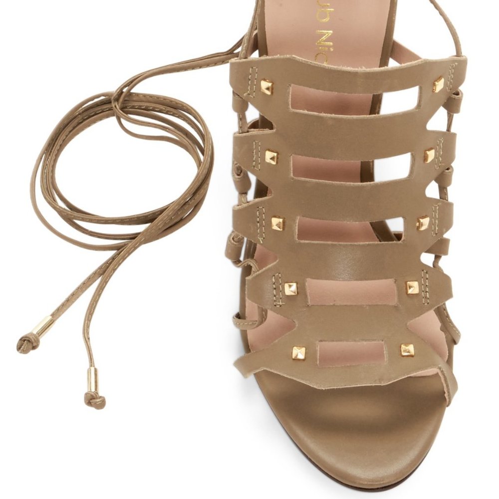 KLUB NICO New SANDAL Strappy Stiletto Heel Studs Lace Up Leather Women's 9, 11 - Picture 3 of 12